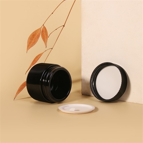 50ml Round Glass Cosmetic Cream Jar With Gasket Black Skincare Body Packaging
