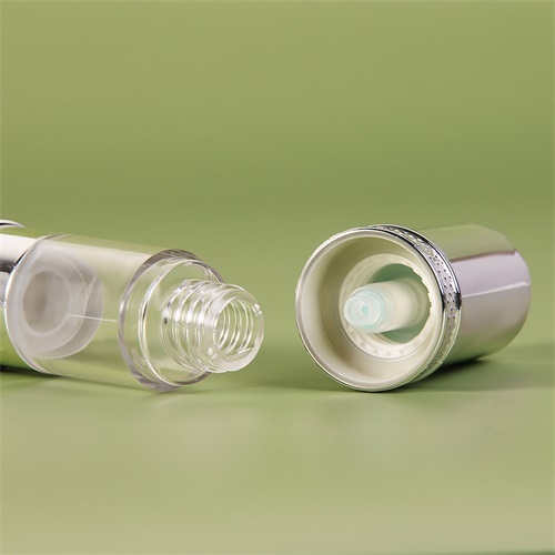 Airless Pump Bottle 30ml Transparent AS Round Vacuum Bottle Plating Silver Airless Lotion Bottle