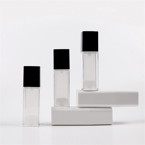 30ml 1oz Clear Square Refillable Acrylic Double Layer Airless Lotion pump Bottle for Body Lotion