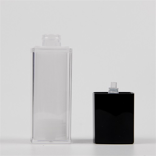30ml 1oz Clear Square Refillable Acrylic Double Layer Airless Lotion pump Bottle for Body Lotion