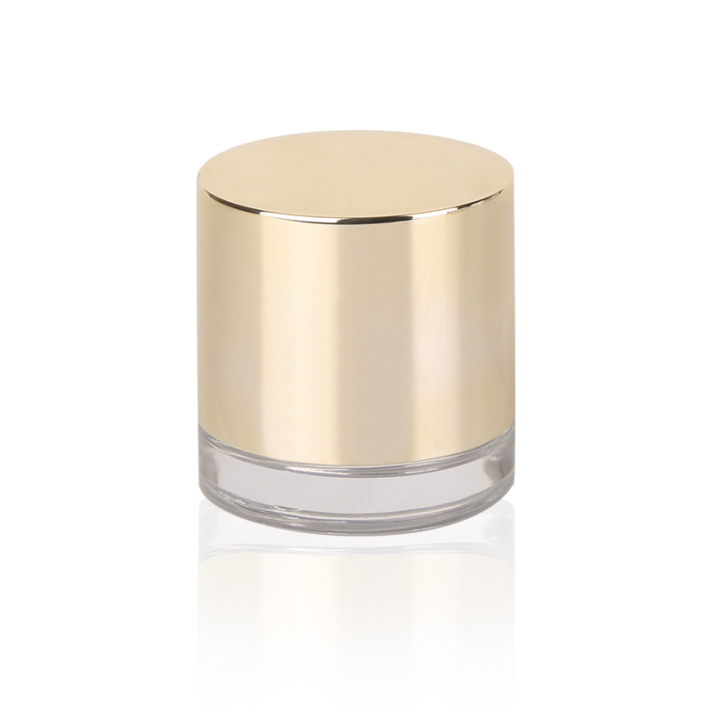 Custom Refillable 50g Luxury Glass Jars Face Cream Cosmetic Packaging With Screw Big Golden Lid