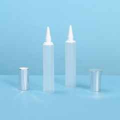 D19 15ml Long Nozzle Clear Tube Cosmetic Container With Silver Cap For Eye Cream Free Sample