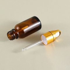 5ml 10ml 15ml 30ml amber glass dropper bottle with golden collar serum oil container