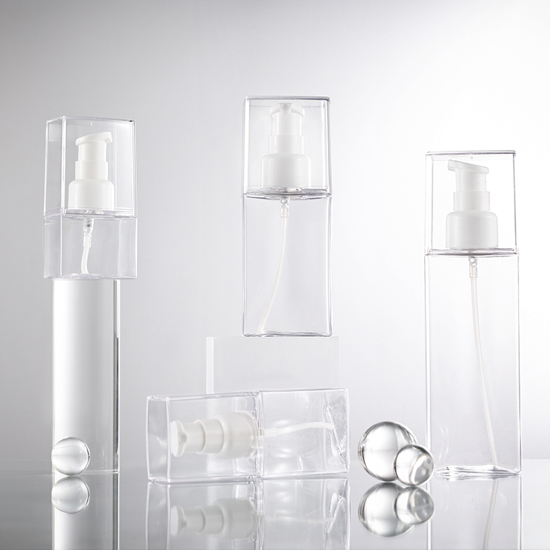 Luxury 30-150 ml Liquid PETG Square Toner Pump Spray Bottle Free Sample Cosmetic Skin Care Packaging
