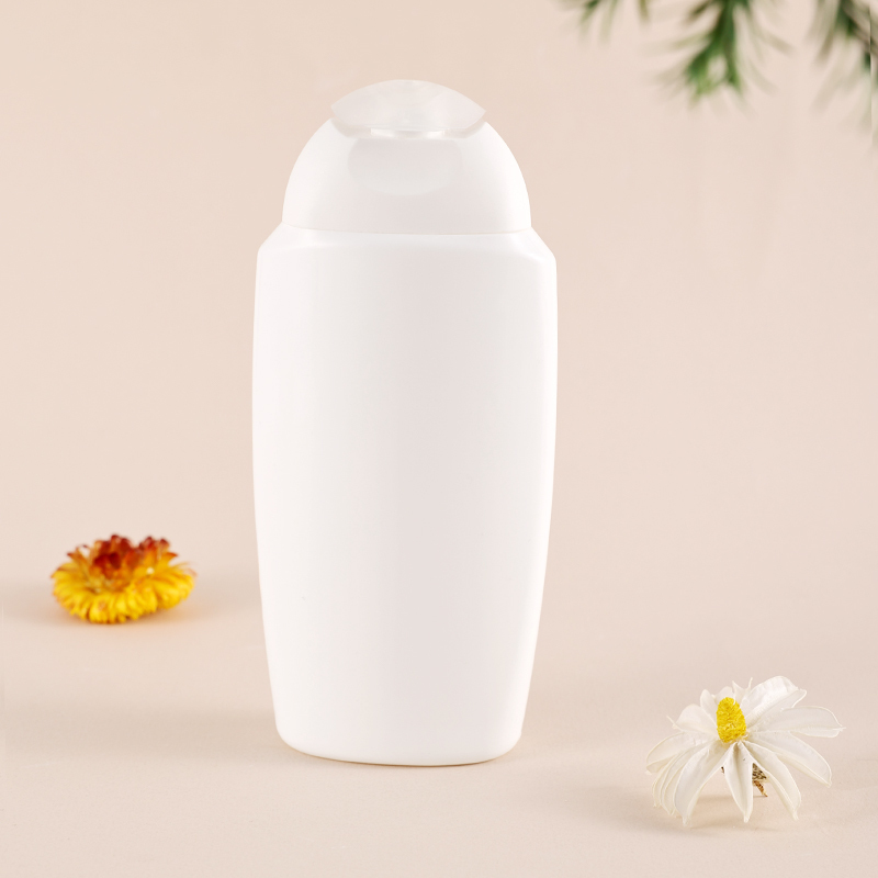 Flat plastic bottle flip cap packaging 260ml PP shampoo body wash container