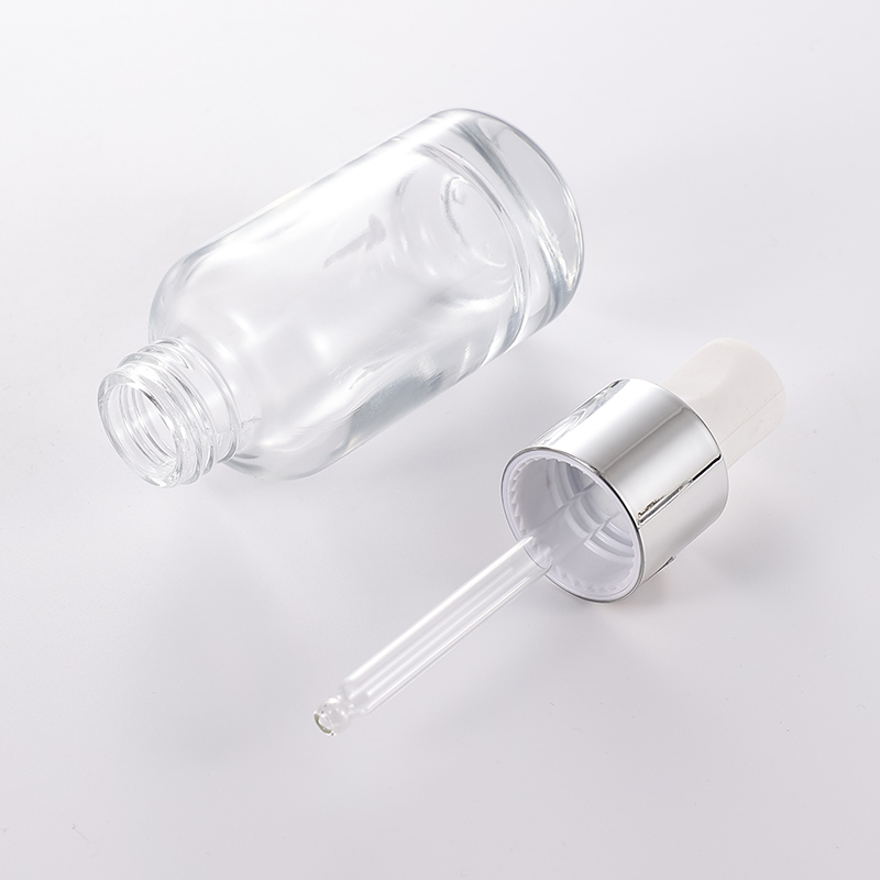 Transparent Boston 100ml glass dropper bottle essential oil serum container