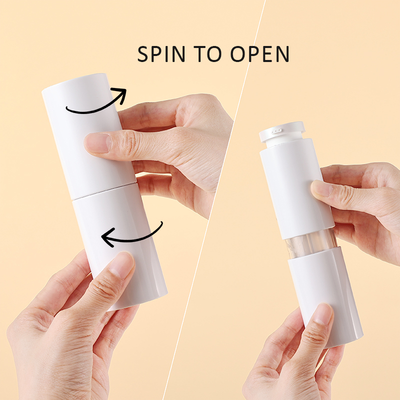 Refillable 3-chamber airless bottle lotion plastic empty cosmetic packaging