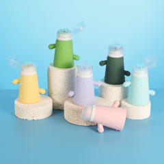 6 color Cacti Silicone bottle 90ml squeeze container with makeup remove pump