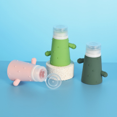 6 color Cacti Silicone bottle 90ml squeeze container with makeup remove pump