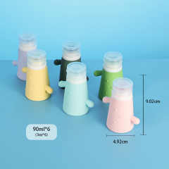 6 color Cacti Silicone bottle 90ml squeeze container with makeup remove pump