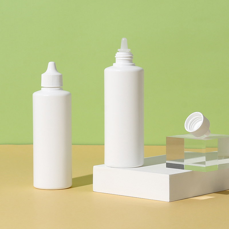 Custom color Round HDPE squeeze bottle dropper 100ml cosmetic packaging