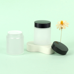 Cream Packaging 100g Frosted Clear Glass Jar With Black Lid 6 pcs Storage Tub