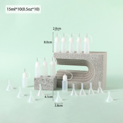 10 Pack Refillable Funnel 15ml LDPE Clear Empty Squirt Mini Bottle For Glue