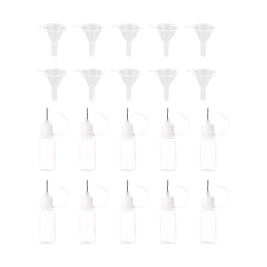 10 Pack Refillable Funnel 15ml LDPE Clear Empty Squirt Mini Bottle For Glue
