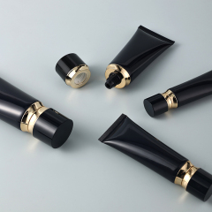 Luxury OEM black golden shoulder round cosmetic squeeze tube hand cream shampoo packaging