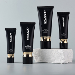 Luxury OEM black golden shoulder round cosmetic squeeze tube hand cream shampoo packaging