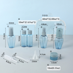 Toiletry set 50ml 60ml pink blue foam PET bottle mist spray lotion pump skincare packaging