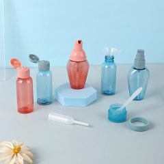 Toiletry set 50ml 60ml pink blue foam PET bottle mist spray lotion pump skincare packaging