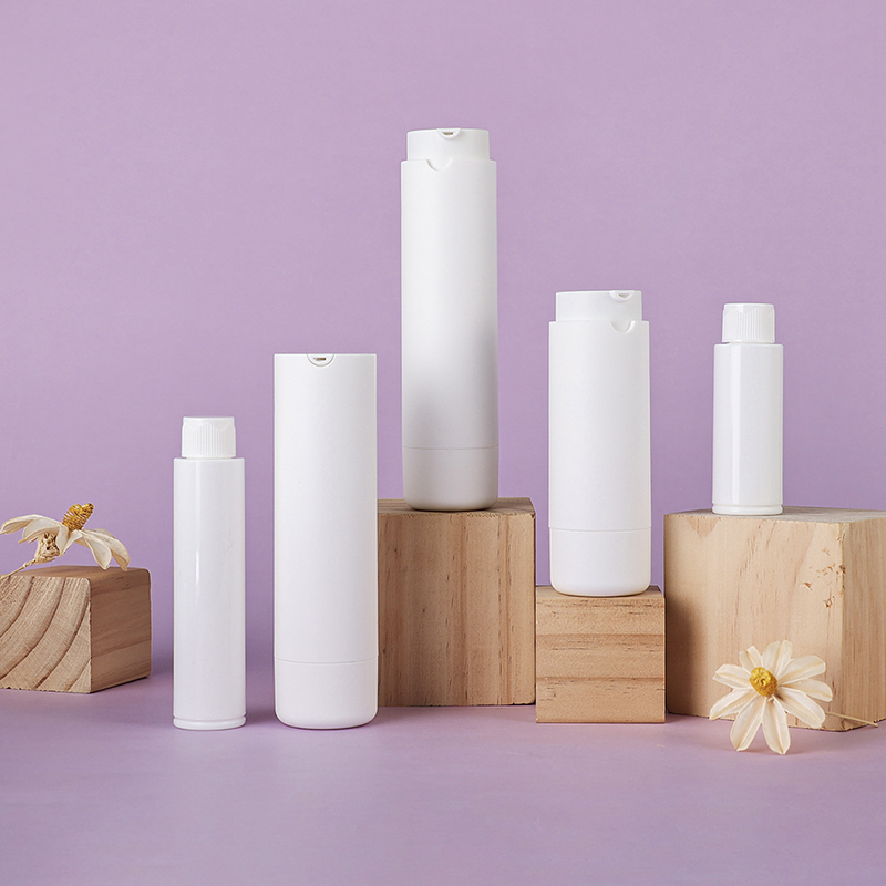 Refillable 25ml 45ml matte white rotate plastic airless bottle skincare cream packaging