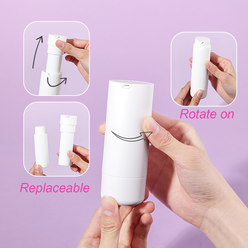Refillable 25ml 45ml matte white rotate plastic airless bottle skincare cream packaging