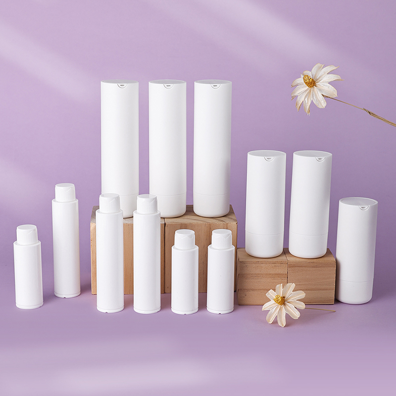 Refillable 25ml 45ml matte white rotate plastic airless bottle skincare cream packaging