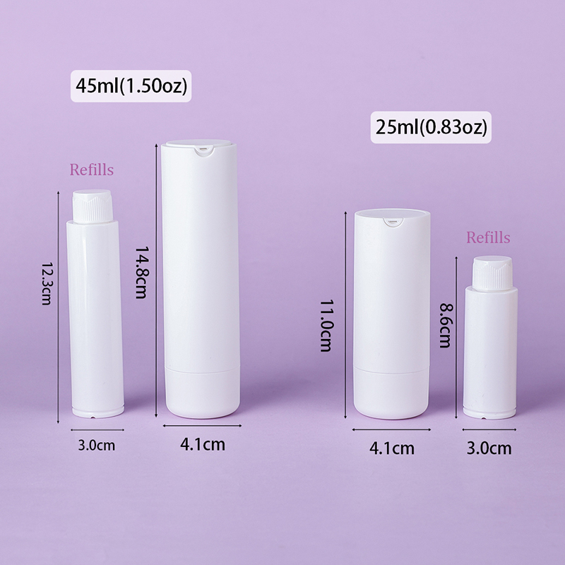 Refillable 25ml 45ml matte white rotate plastic airless bottle skincare cream packaging