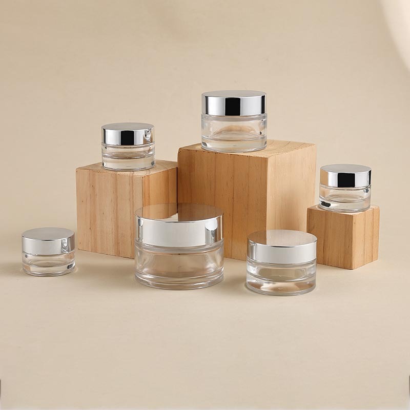 Custom empty round transparent glass jar 10/15/20/30/50/100g face cream tub