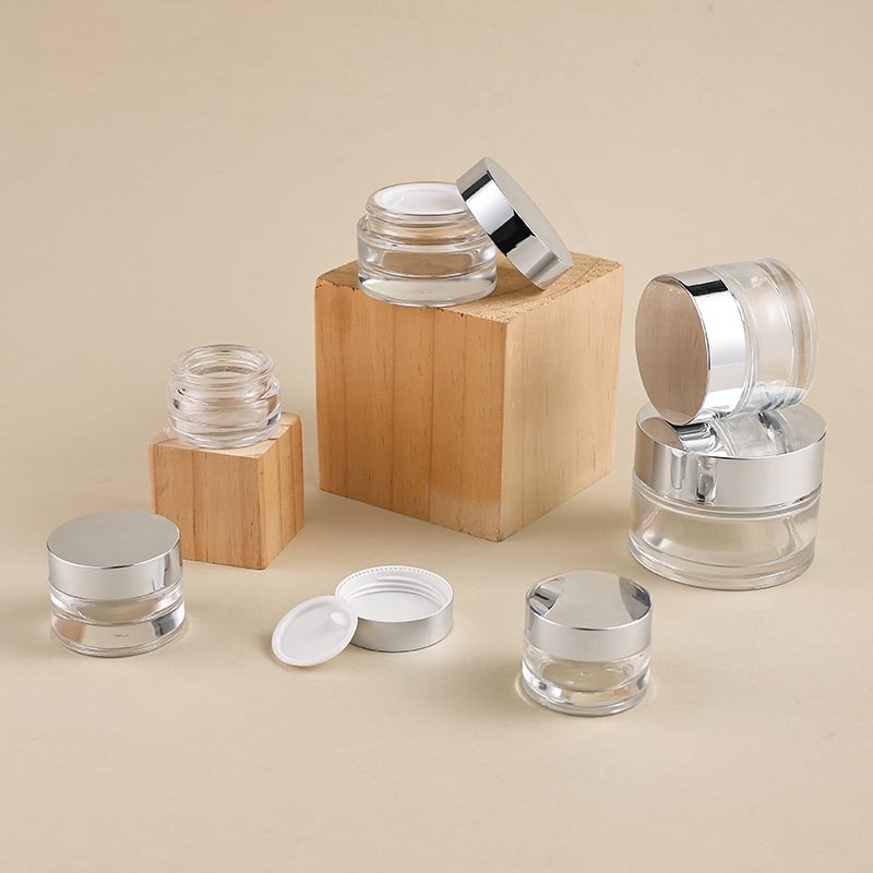Custom empty round transparent glass jar 10/15/20/30/50/100g face cream tub