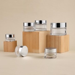 Custom empty round transparent glass jar 10/15/20/30/50/100g face cream tub