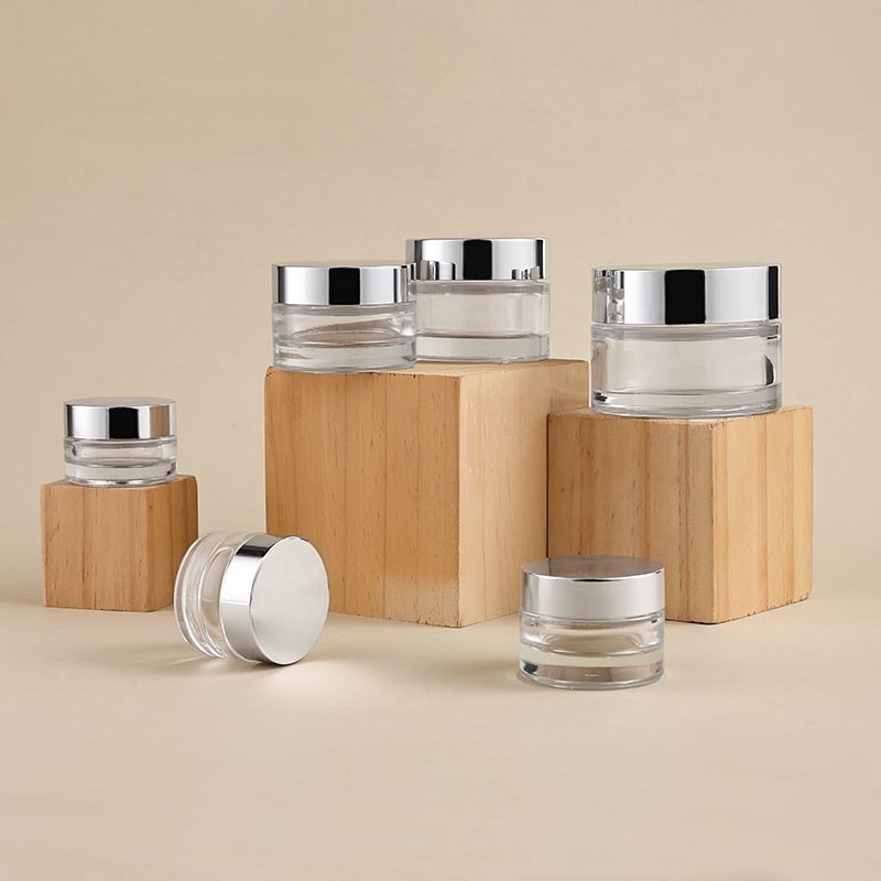 Custom empty round transparent glass jar 10/15/20/30/50/100g face cream tub