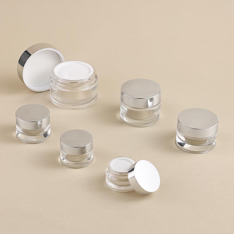 Custom empty round transparent glass jar 10/15/20/30/50/100g face cream tub