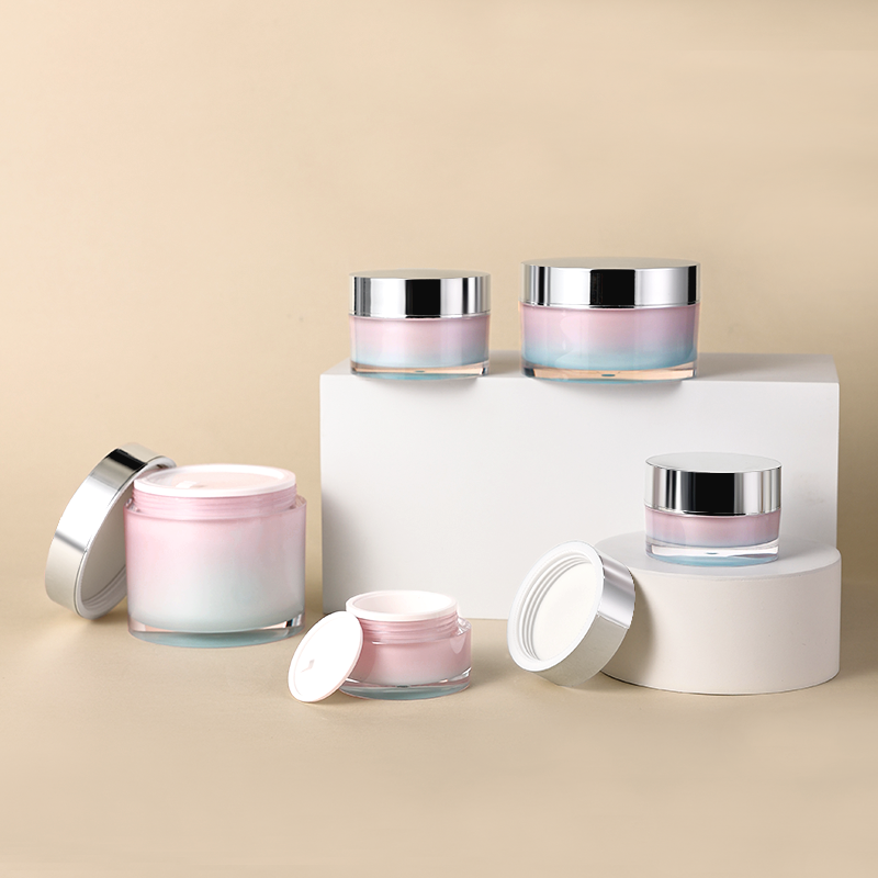 High-end gradient color cosmetic acrylic jar 15g 30g 50g 100g custom skincare packaging