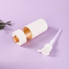 Ready to ship 500ml big size white plastic shampoo lotion body wash bottle dispenser pump