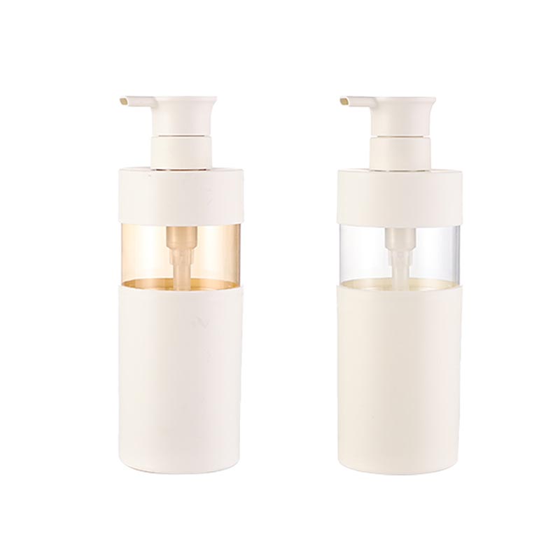 Ready to ship 500ml big size white plastic shampoo lotion body wash bottle dispenser pump