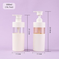 Ready to ship 500ml big size white plastic shampoo lotion body wash bottle dispenser pump