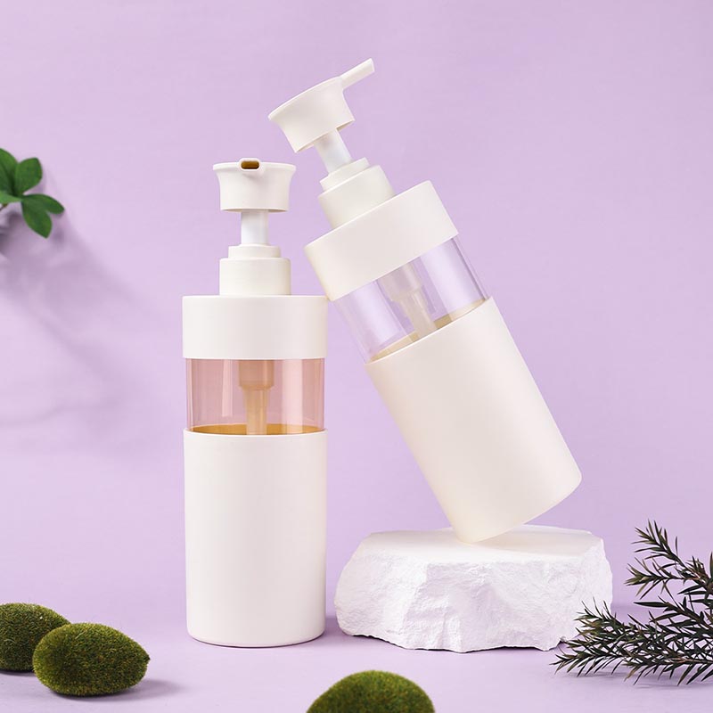 Ready to ship 500ml big size white plastic shampoo lotion body wash bottle dispenser pump
