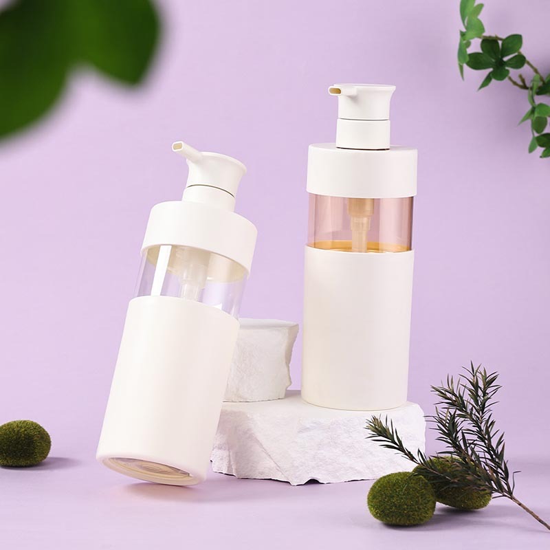 Ready to ship 500ml big size white plastic shampoo lotion body wash bottle dispenser pump