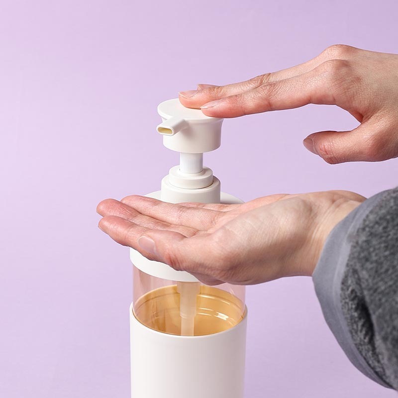 Ready to ship 500ml big size white plastic shampoo lotion body wash bottle dispenser pump