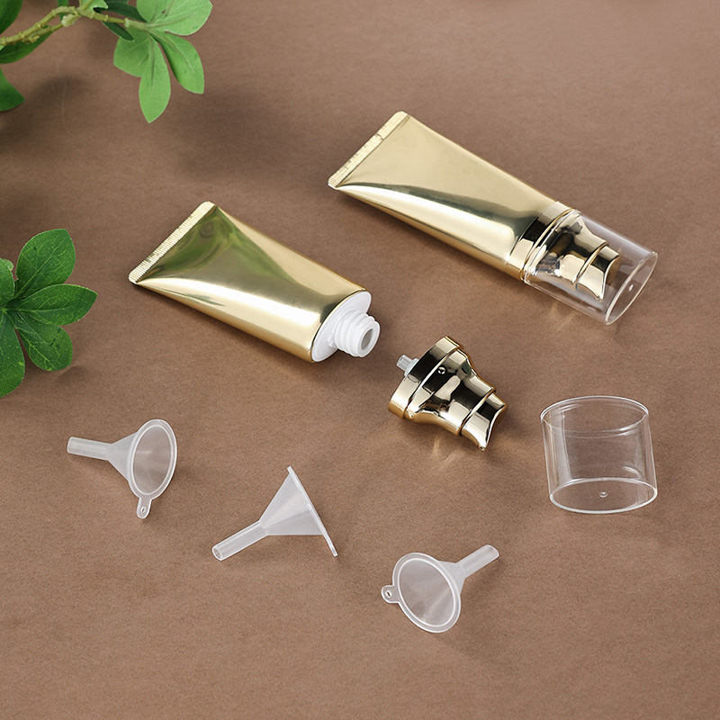 Luxury Golden Glossy Oval ABL Pump Cream Tube 50 ml Skincare Dispenser Container