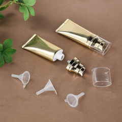 Luxury Golden Glossy Oval ABL Pump Cream Tube 50 ml Skincare Dispenser Container