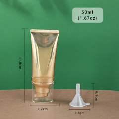 Luxury Golden Glossy Oval ABL Pump Cream Tube 50 ml Skincare Dispenser Container