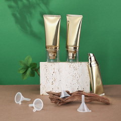 Luxury Golden Glossy Oval ABL Pump Cream Tube 50 ml Skincare Dispenser Container