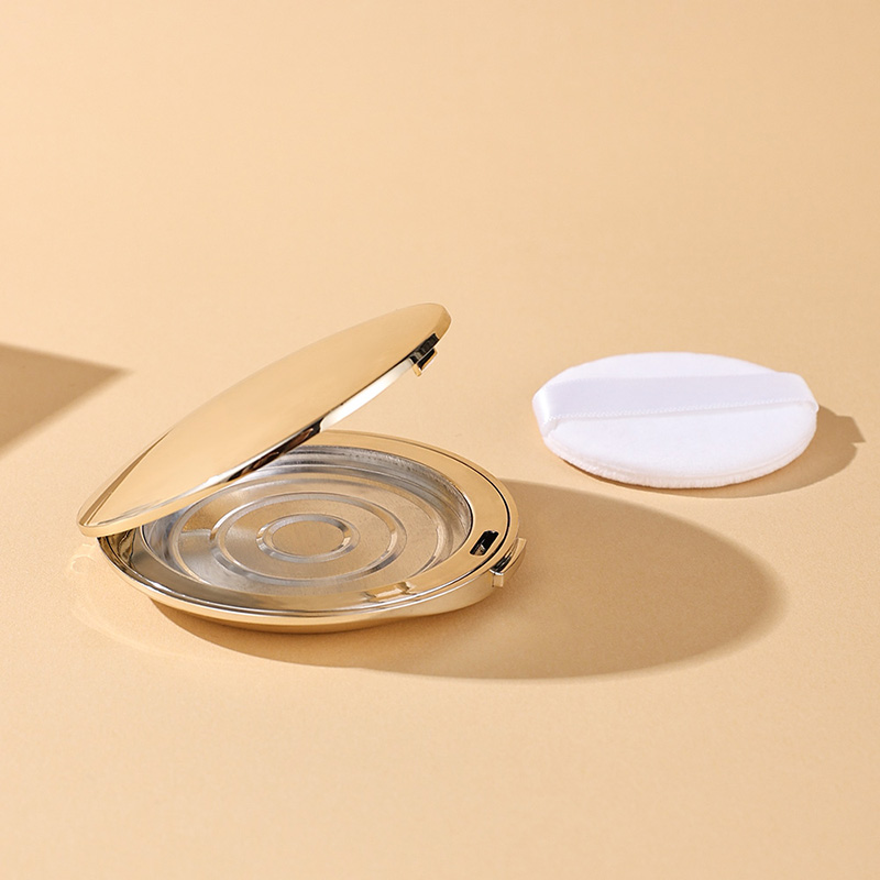 Ready to ship round compact powder case golden DIY cosmetic packaging