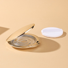 Ready to ship round compact powder case golden DIY cosmetic packaging