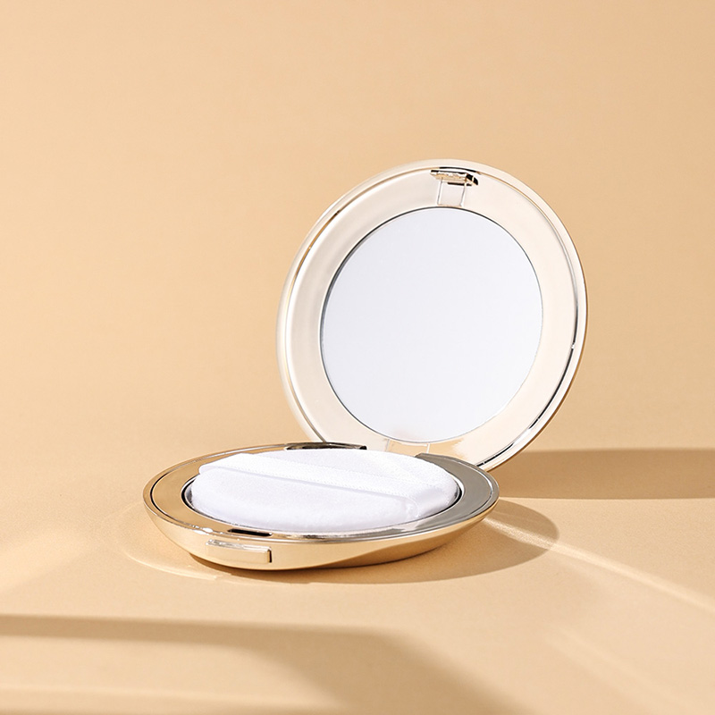 Ready to ship round compact powder case golden DIY cosmetic packaging