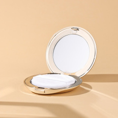 Ready to ship round compact powder case golden DIY cosmetic packaging