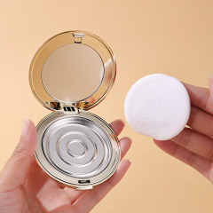 Ready to ship round compact powder case golden DIY cosmetic packaging