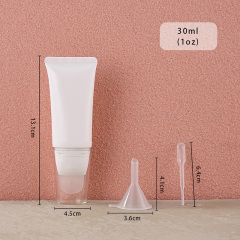 Ready to ship 30ml white glossy cosmetic tube silicone applicator skincare dispenser container