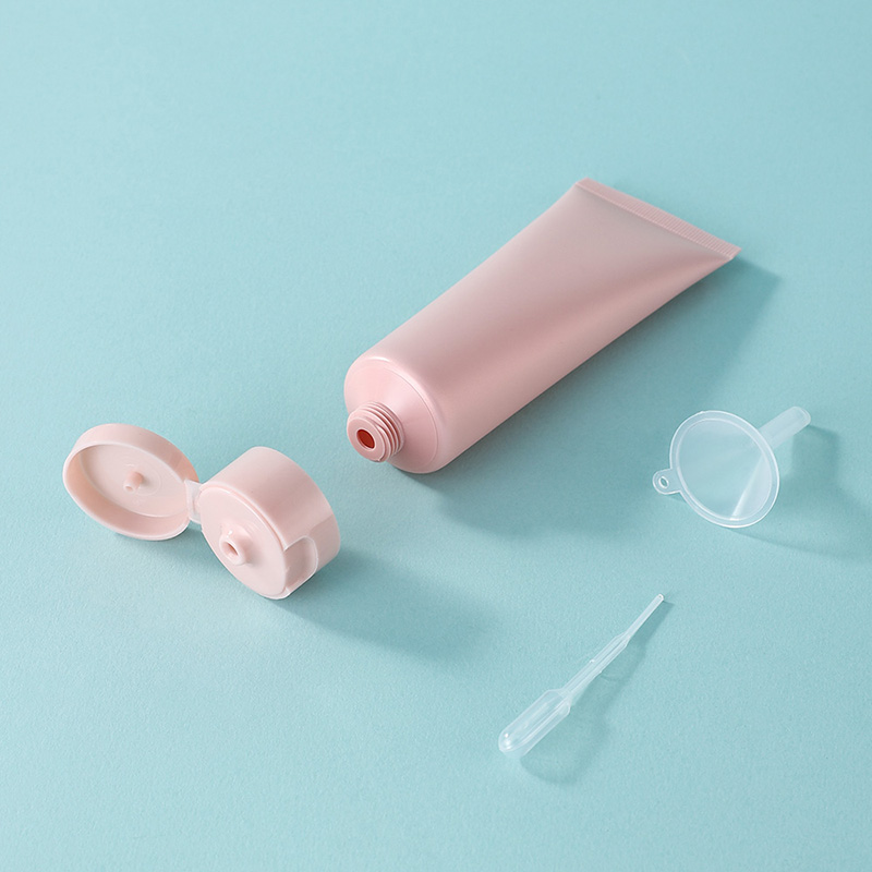 Frosted 80 ml pink flip cap soft cosmetic tube skincare DIY dispenser container