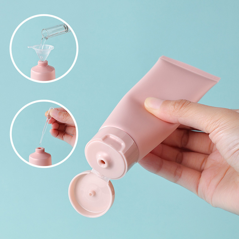 Frosted 80 ml pink flip cap soft cosmetic tube skincare DIY dispenser container